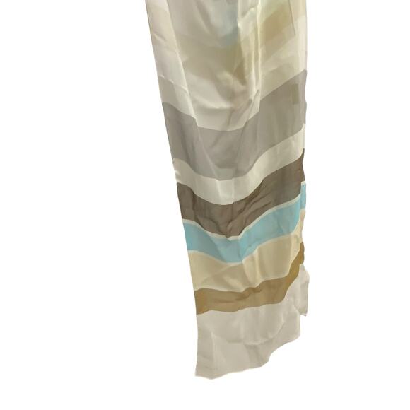 Vintage Echo Retro Blue and Tan Striped Silk Scarf 15.5" x 66" - Picture 12 of 12